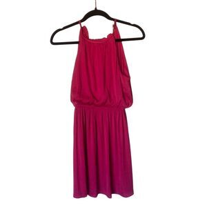 Mi Ami Women's Halter Smocked Waist Pink Party Dress Size Small